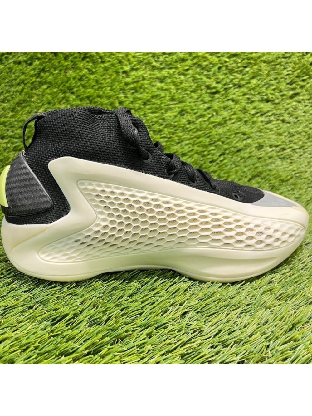 Adidas AE 1 Anthony Edwards Boys Size 5Y Ivory Black Basketball Shoes Sneakers